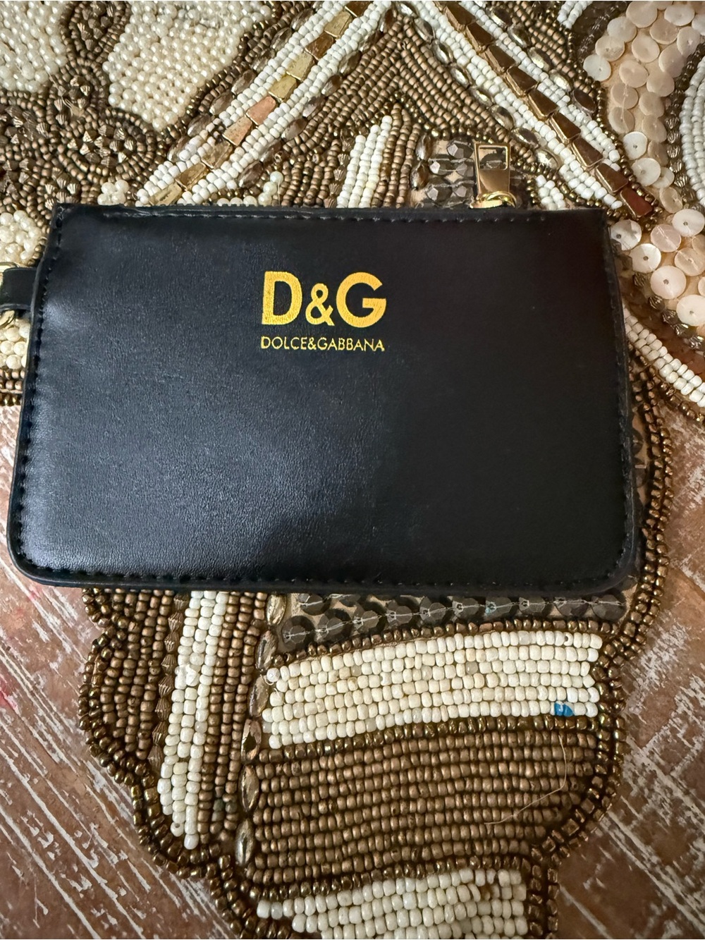 Dolce & Gabbana Black Leather Card Case with Gold Logo